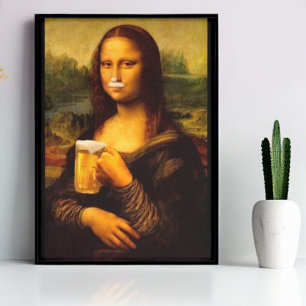 Mona Lisa dricker öl Beer älskare Poster