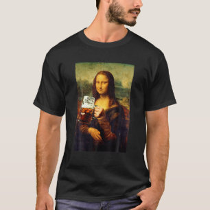 Mona Lisa Drinking Beer Leonardo Da Vinci T Shirt