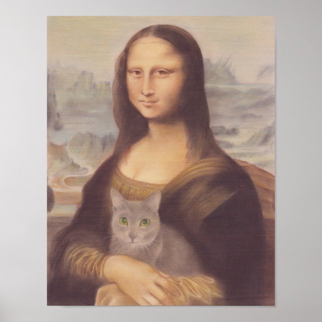 Mona Lisa e Russian Blue Cat Leonardo da Vinci Poster (Framsidan)
