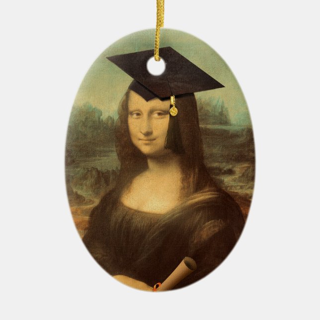 Mona Lisa Examen Hatt Julgransprydnad Keramik (Framsidan)