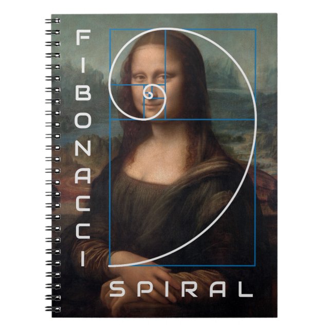 Mona Lisa Fibonacci Spiral Guld Ratio Anteckningsbok (Framsidan)