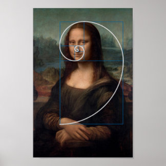 Mona Lisa Fibonacci Spiral Guld Ratio Poster
