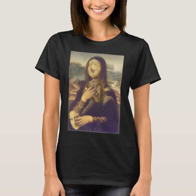 Mona Lisa Funny Ansikte T Shirt (Framsida)