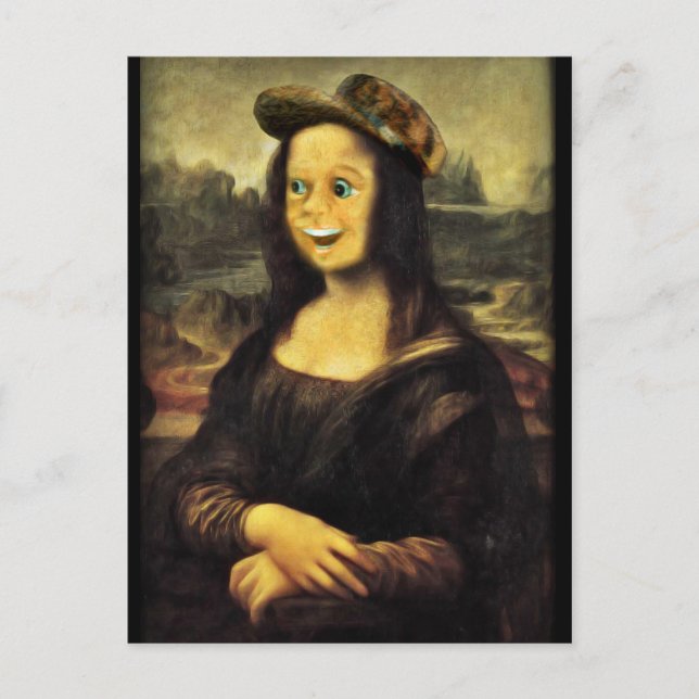 Mona Lisa Funny Ansikte Vykort (Framsida)