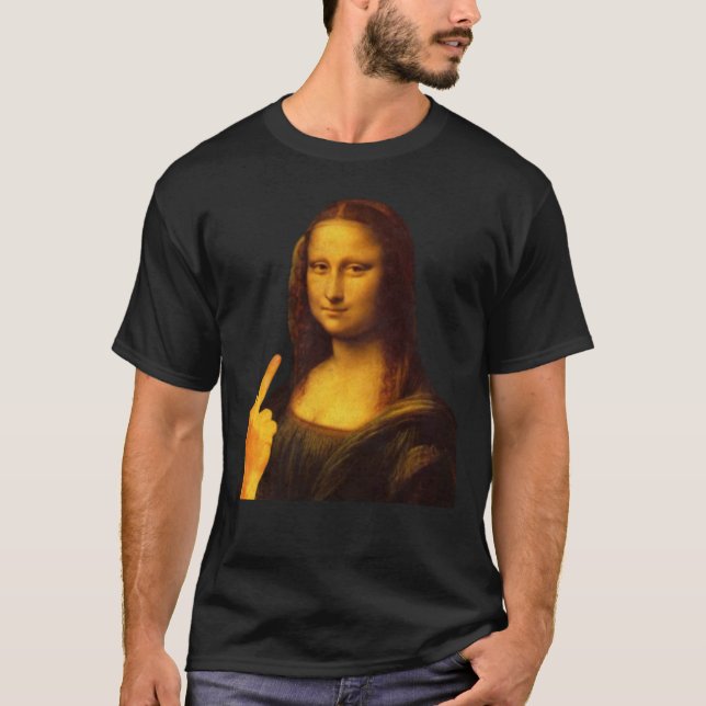 Mona Lisa Funny Painting Middle Finger Sticker3235 T Shirt (Framsida)