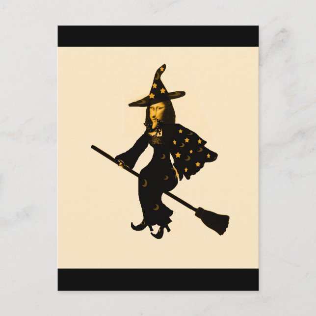 "Mona Lisa går på Halloweenfest"* Vykort (Framsida)