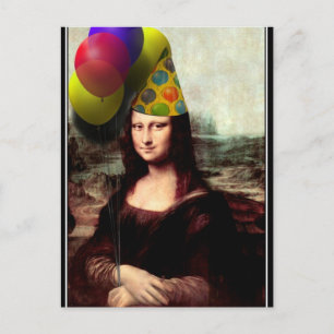 Mona Lisa Glad Födelsedagspartyhatt Vykort