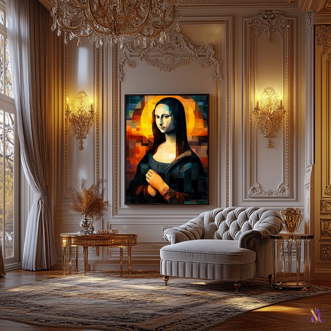 Mona Lisa glasmålning moalékonstverk Canvastryck (Skapare uppladdad)