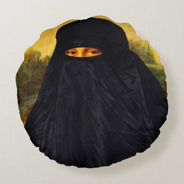 Mona Lisa Gömt BeBakBurqa Rund Kudde (Baksidan)