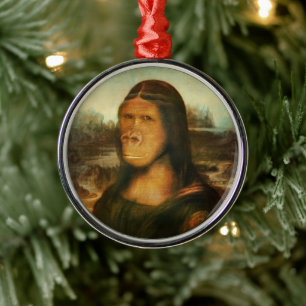 Mona Lisa Gorilla Ape Julgransprydnad Metall