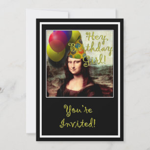 Mona Lisa Grattis på födelsedagen Party Hat Kort