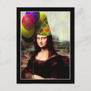 Mona Lisa Grattis på födelsedagen Party Hat Vykort
