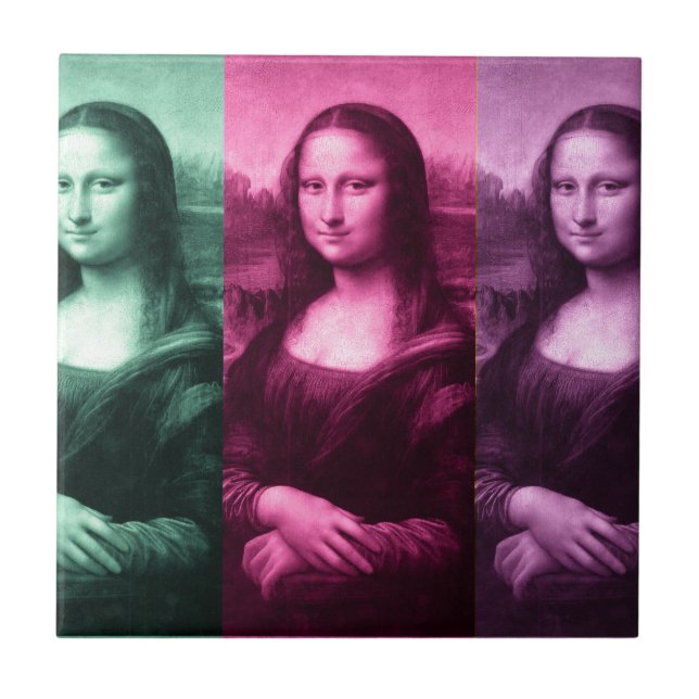 Mona Lisa gröna rosa lilor Kakelplatta (Framsidan)