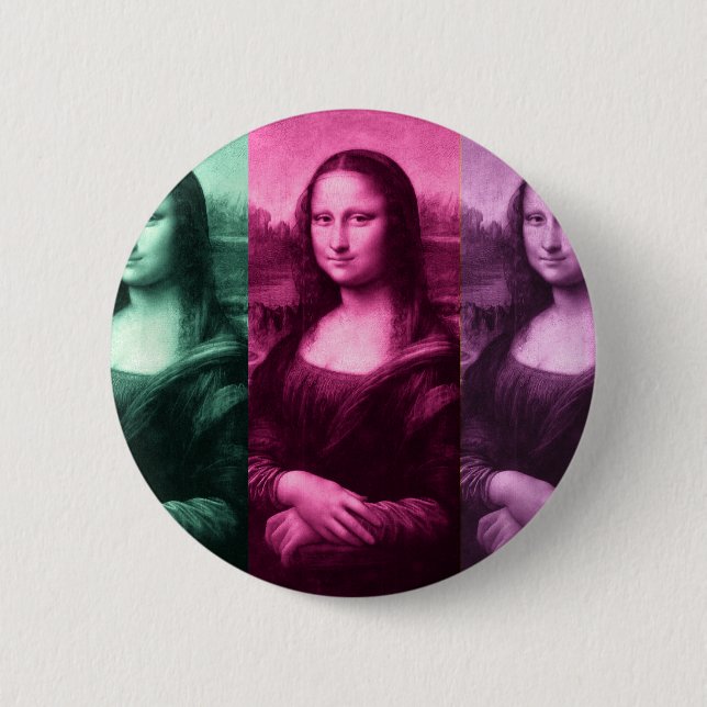 Mona Lisa gröna rosa lilor Knapp (Framsida)