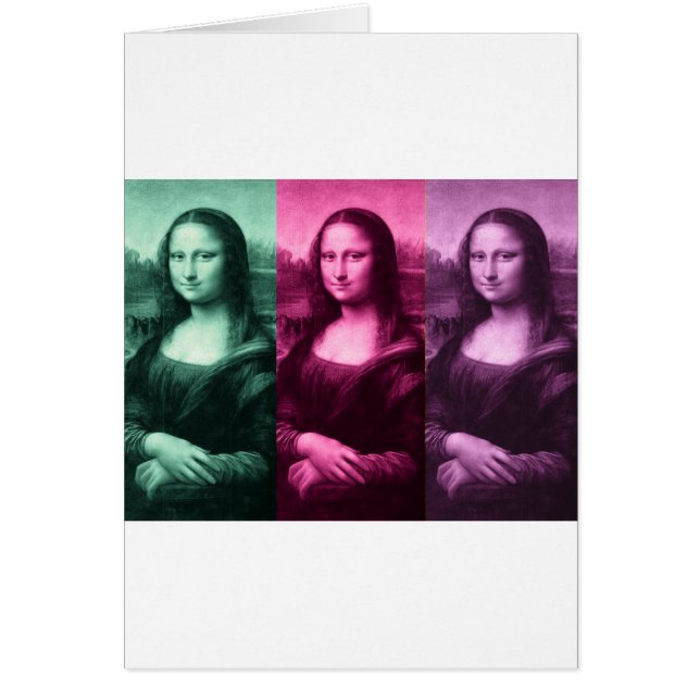 Mona Lisa Grönt Rosa Lila Hälsningskort (Framsidan)