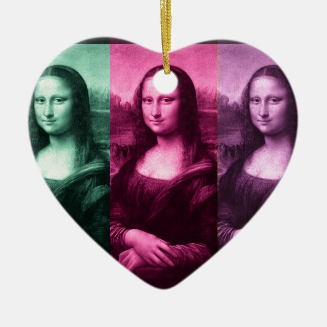 Mona Lisa Grönt Rosa Lila Julgransprydnad Keramik (Framsidan)