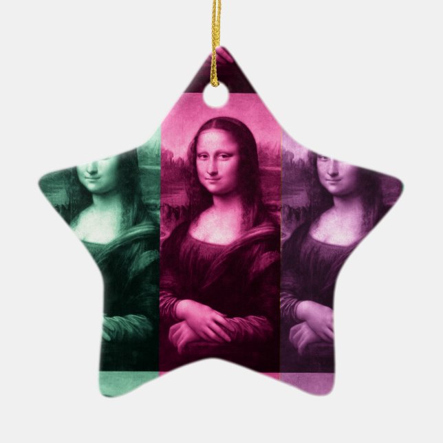 Mona Lisa Grönt Rosa Lila Julgransprydnad Keramik (Framsidan)