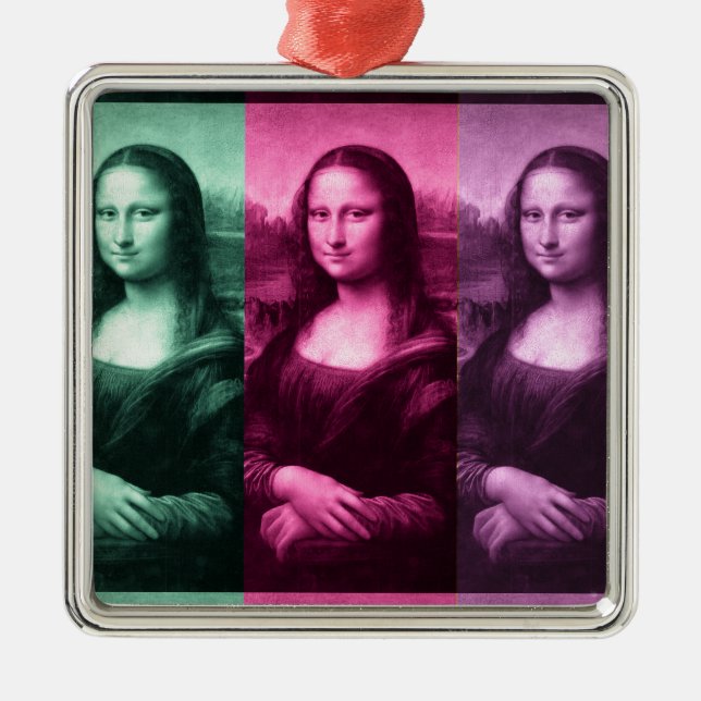 Mona Lisa Grönt Rosa Lila Julgransprydnad Metall (Framsidan)