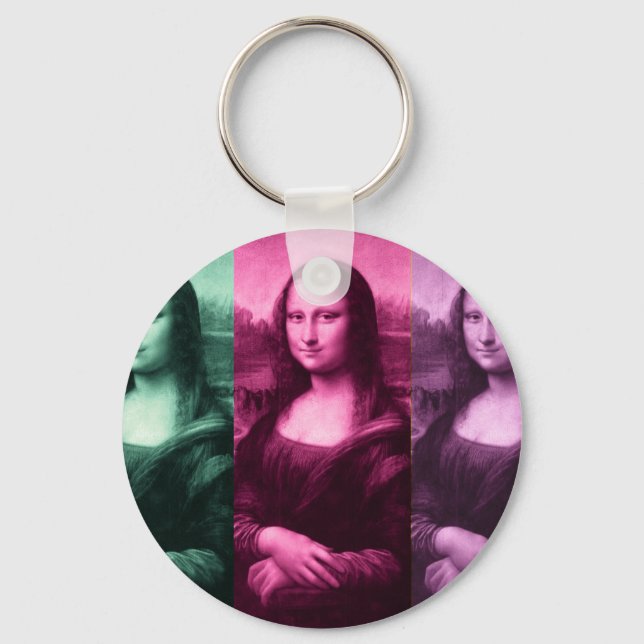 Mona Lisa Grönt Rosa Lila Nyckelring (Framsida)