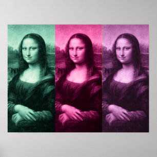 Mona Lisa Grönt Rosa Lila Poster