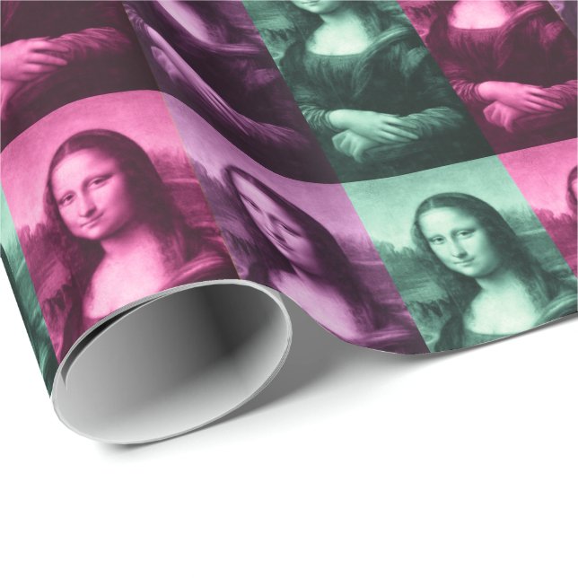 Mona Lisa Grönt Rosa Lila Presentpapper (Rullad Hörn)