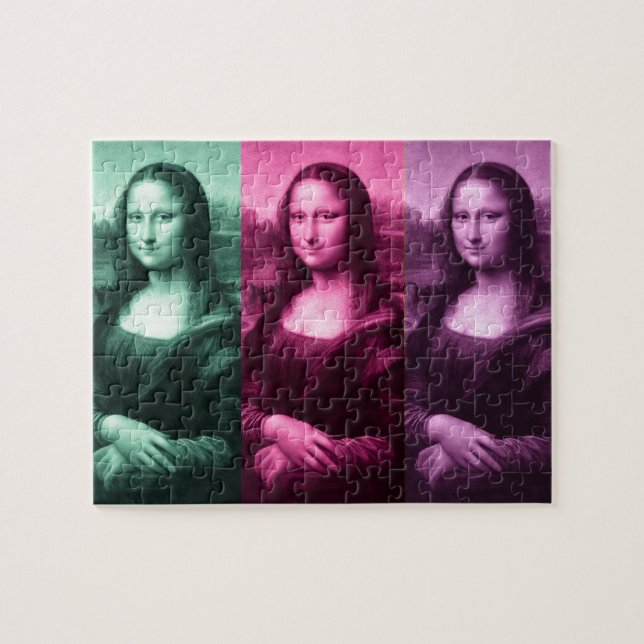Mona Lisa Grönt Rosa Lila Pussel (Horisontell)