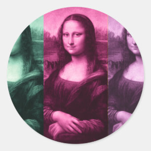 Mona Lisa Grönt Rosa Lila Runt Klistermärke