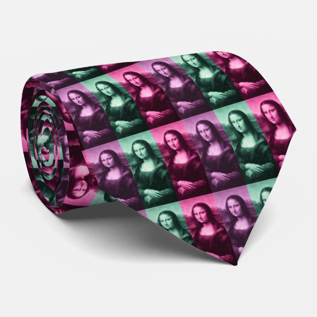 Mona Lisa Grönt Rosa Lila Slips (Rullad)