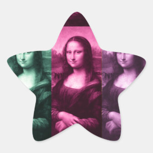 Mona Lisa Grönt Rosa Lila Stjärnformat Klistermärke