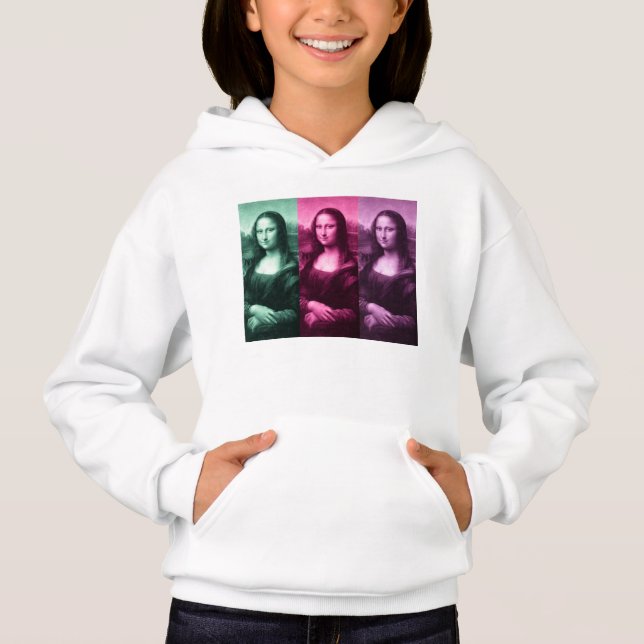Mona Lisa Grönt Rosa Lila Sweatshirt T Shirt (Framsida)