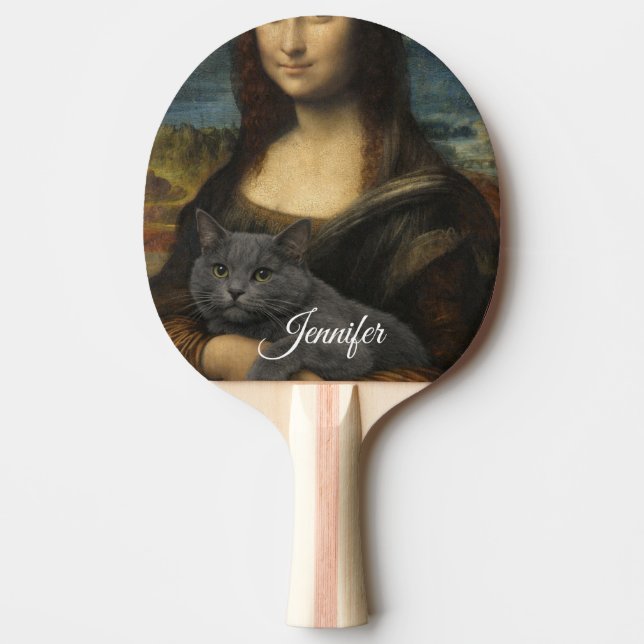 Mona Lisa håller elegant grå katt                 Pingisracket (Framsidan)