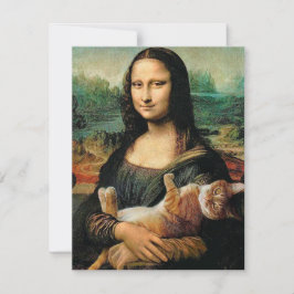 Mona Lisa håller sin katt Julkort