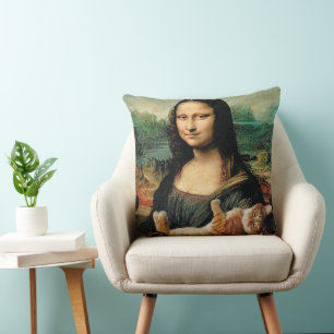 Mona Lisa håller sin kattlovers Kudde