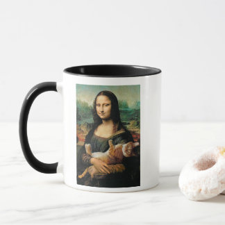 Mona Lisa håller sin kattlovers Mugg