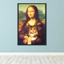 Mona Lisa håller sitt kattsällskapsdjur Leonardo d