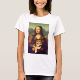 Mona Lisa håller sitt kattsällskapsdjur Leonardo d T Shirt