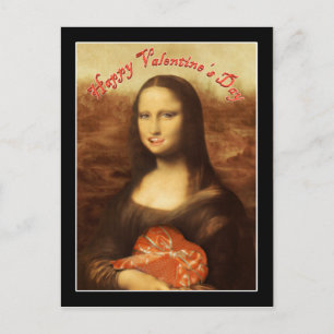 Mona Lisa Heart Valentine Day Kiss Helg Vykort