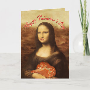 Mona Lisa Heart Valentine Day Kiss Helgkort