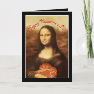 Mona Lisa Heart Valentine Day Kiss Helgkort