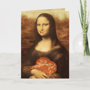 Mona Lisa Heart Valentine Day Kiss Helgkort