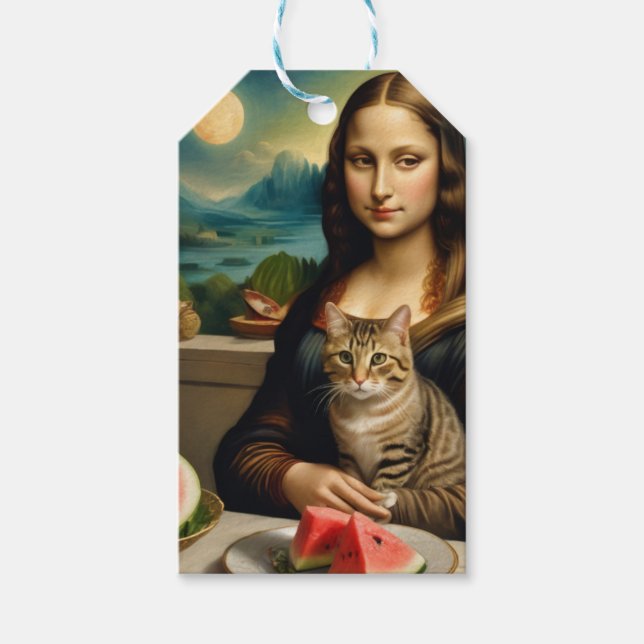 Mona Lisa & hennes katt  -  Sommarstämning  Presentetikett (Framsidan)
