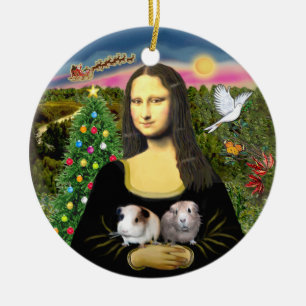 Mona Lisa & her Two Guinea Grisar Julgransprydnad Keramik