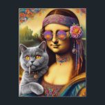Mona Lisa Hippie Smoking Grått Cat Vykort<br><div class="desc">Mona Lisa bär som hippie med en rökning grått-katt lustigt AI genererade konst som jag hade bett henne att röka och hålla henne per katt,  men AI har ibland ett sinne för det och gör konstig sak</div>