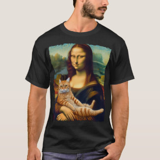 Mona Lisa Holding Cat Kattunge Älskare Cat Pappa M T Shirt