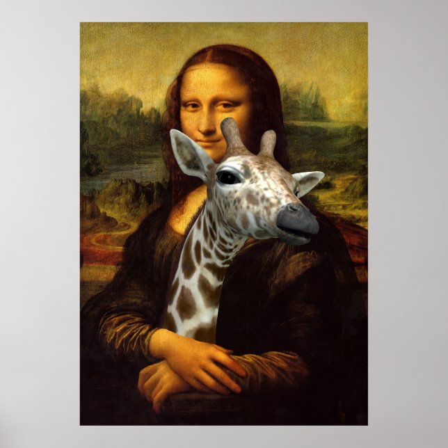 Mona Lisa Holds A Cute Giraffe Poster (Framsidan)