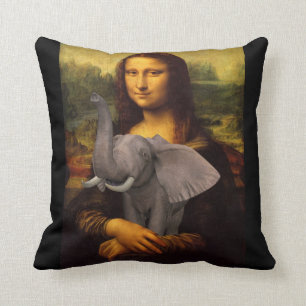 Mona Lisa Hugs Elephant Kudde