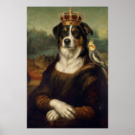 Mona Lisa Hund med Cockatiel Papegoja Finkonst Pos Poster