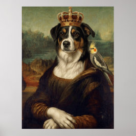 Mona Lisa Hund med Cockatiel Papegoja Finkonst Pos Poster