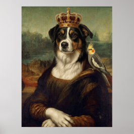 Mona Lisa Hund med Cockatiel Papegoja Finkonst Pos Poster