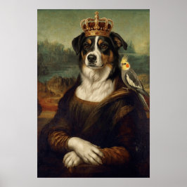 Mona Lisa Hund med Cockatiel Papegoja Finkonst Pos Poster